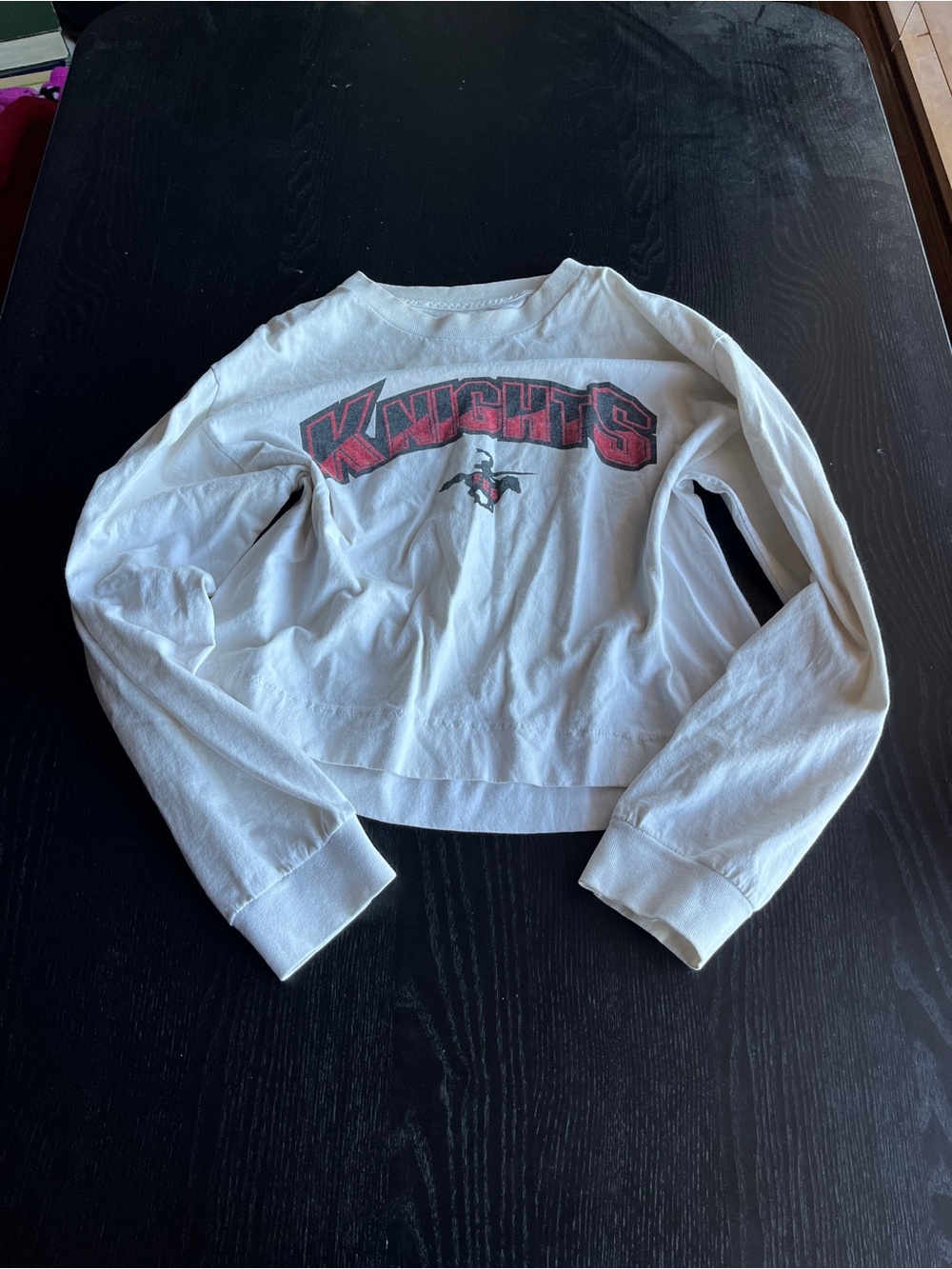 White 'Knights' Long-Sleeve Graphic Tee
